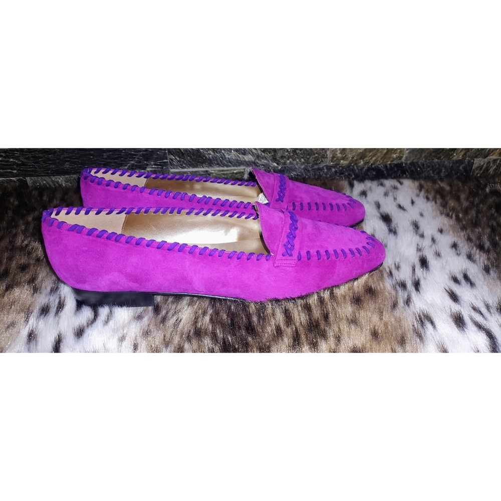 Proxy Fuchsia Suede Flat Shoes With Blue Stitching Size 9N NEW With Box - Picture 4 of 7